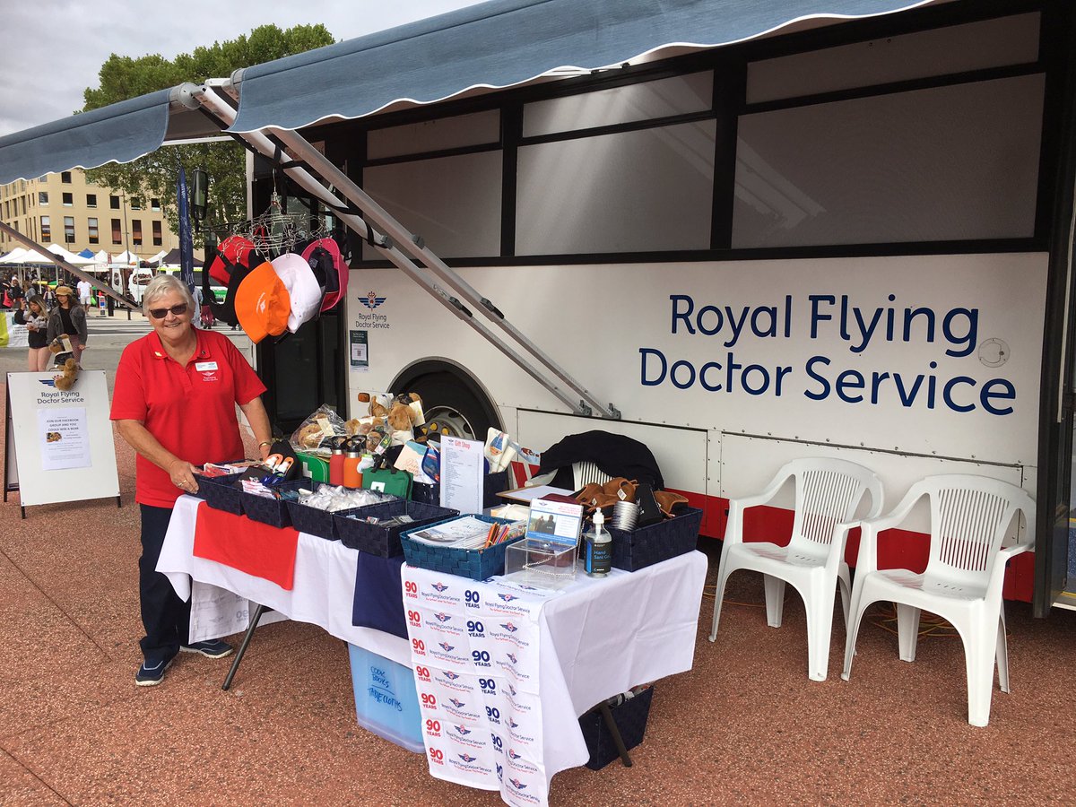 RoyalFlyingDoc's tweet photo. Morning Tassie! If youβre looking for better health and an easy way to find out what the RFDS offers in your area come and see us at the #WellnessExpo at PW1 #Hobart today. View our new health hub bus, buy some cool merch and grab some info! #health #RFDSTAS https://t.co/O54uw767gr