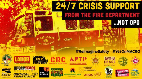 OaklandRising's tweet photo. Oakland City council MUST vote YES to bring MACRO in house as an official city program in the Fire Dept
It can provide for emergency mental health needs for our community & protect public safety.
If other cities can implement this in 4 months, so can #Oakland!
#SupportMACRO https://t.co/DMXsuAMQXs