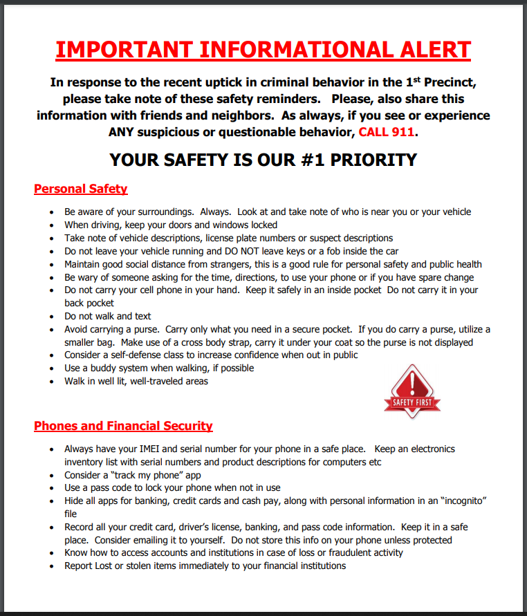 CrimeWatchMpls's tweet image. Just last night, MPD spokesperson John Elder assured us on the "s'nooze" that #DTMpls is safe &amp;amp; vibrant. 
Just received this from 1st Precinct PD today about #DowntownMpls "uptick" in crime.