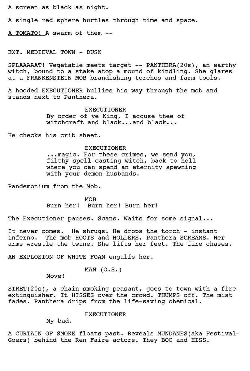 Jamie_Nash's tweet image. My first page of my first script ever. Written 23-24 years ago. Format/style was better than I expected. Story and stuff on the other hand… 
#screenplays #writerscommunity #firstscript