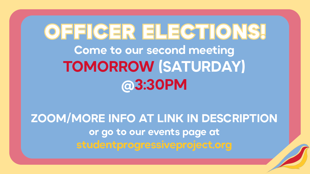 OberlinSPP's tweet photo. We're meeting at 3:30pm TOMORROW! (Saturday the 27th) We will be electing officers, so it's a great opportunity to take a leadership role. Way more info at the link here: https://t.co/2BVpGhGggD https://t.co/zWTvC6ey9g