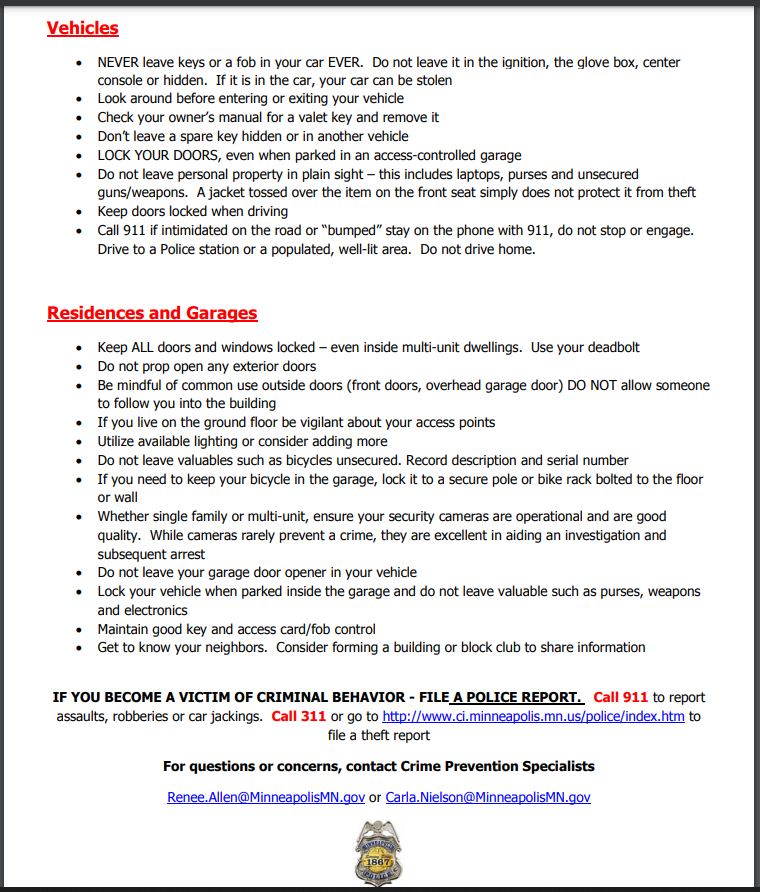 CrimeWatchMpls's tweet image. Just last night, MPD spokesperson John Elder assured us on the "s'nooze" that #DTMpls is safe &amp;amp; vibrant. 
Just received this from 1st Precinct PD today about #DowntownMpls "uptick" in crime.