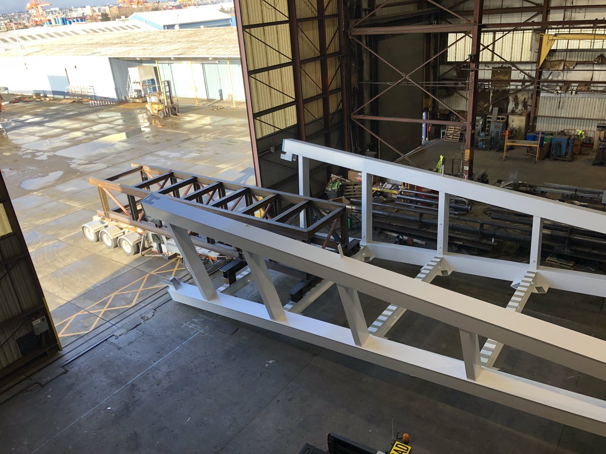 seattledot's tweet photo. I-5 express lanes will close all weekend starting at 9pm tonight and not re-opening until Monday. The reason? Delivering pieces of Northgate ped/bike bridge. As you can see by below pics, the scale of these bridge spans are massive! @wsdot_traffic @SDOTtraffic https://t.co/QB1tUzMD7M