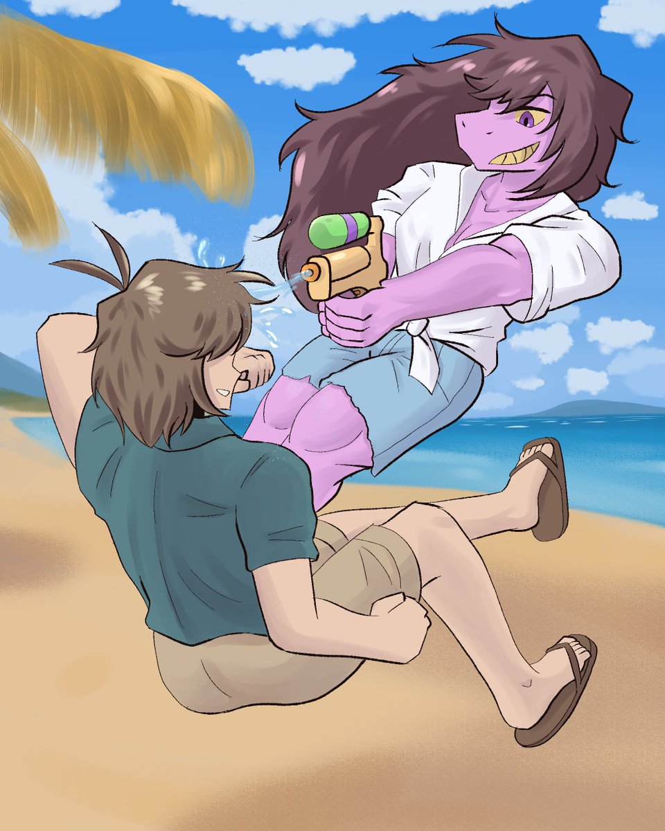 gave me a good idea for a water fight at the beach! #deltarune. #krusie. 