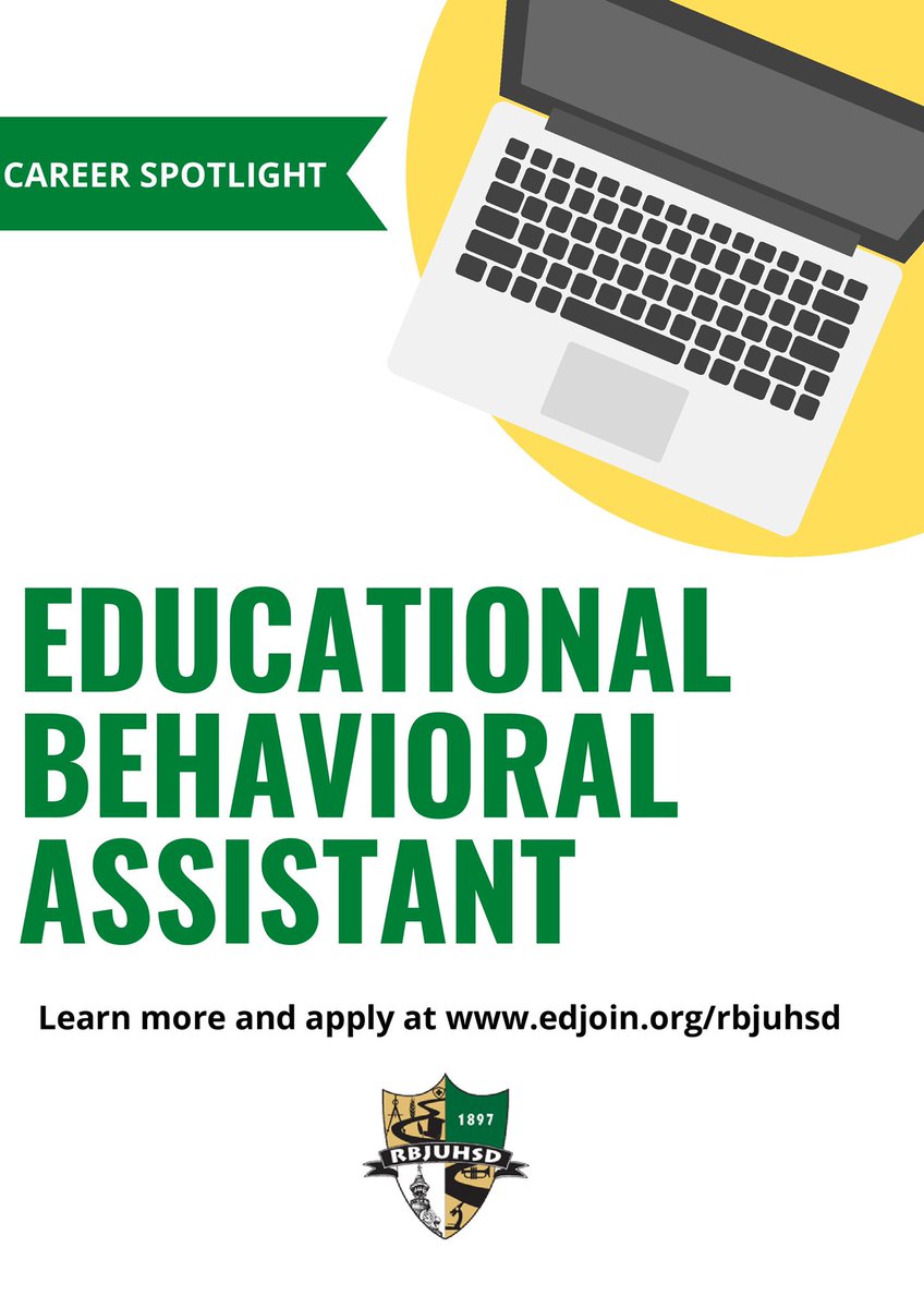 Educational Behavioral Assistant 👀👀

RBJUHSD CAREER HIGHLIGHT
Job Title: Educational Behavioral Assistant 
This position provides assistance in instruction, supervision, and care of students with social, emotional, and behavioral needs. 

edjoin.org/Home/DistrictJ… (LINK IN BIO)