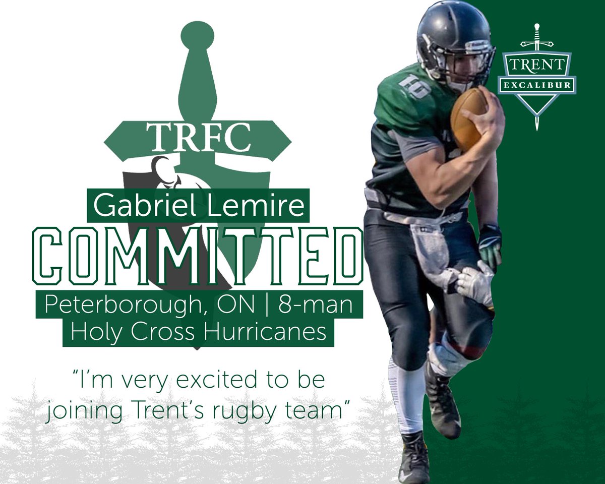 TrentURugby's tweet photo. Football player moving to 8-man? The men’s team is proud to announce the commitment of Gabriel Lemire, 8-man from the Holy Cross Hurricanes. He is the seventh commit in our recruit class of 2021.

Congratulations and welcome to the family Gabriel!

#1EX #MRUG #IMALLIN https://t.co/qCoZKjevKC