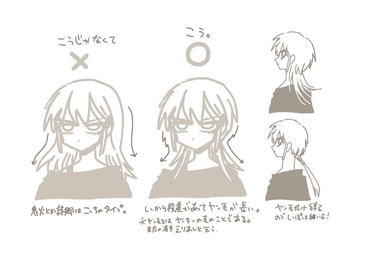 ロン毛描き分けの件ね(誤字ってたので直した) 