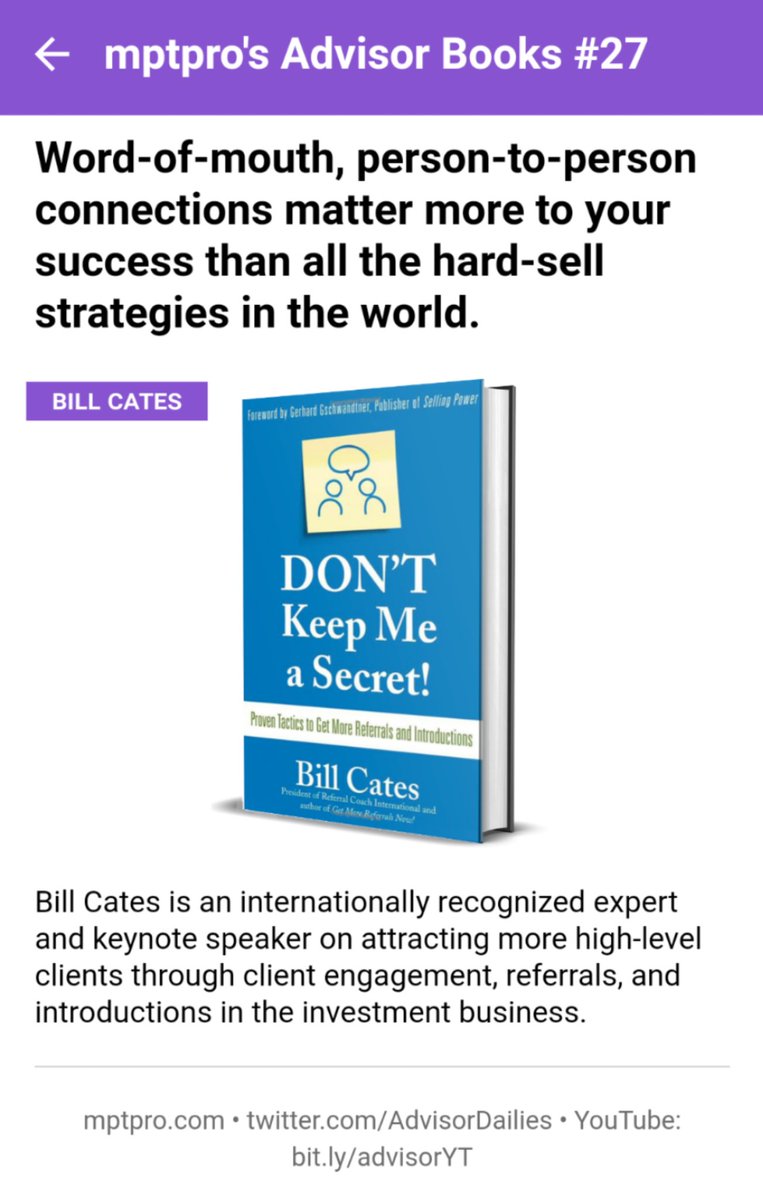 michaelpthomas's tweet photo. mptpro's Advisor Books #27 

► Our Goodreads book club: https://t.co/dfN5km0Obp 

#reading #books #selfimprovement #money #retirement #investing #americanfunds #mutualfunds #registeredrep #financialadvisor #billcates https://t.co/TyJC1K9TdV