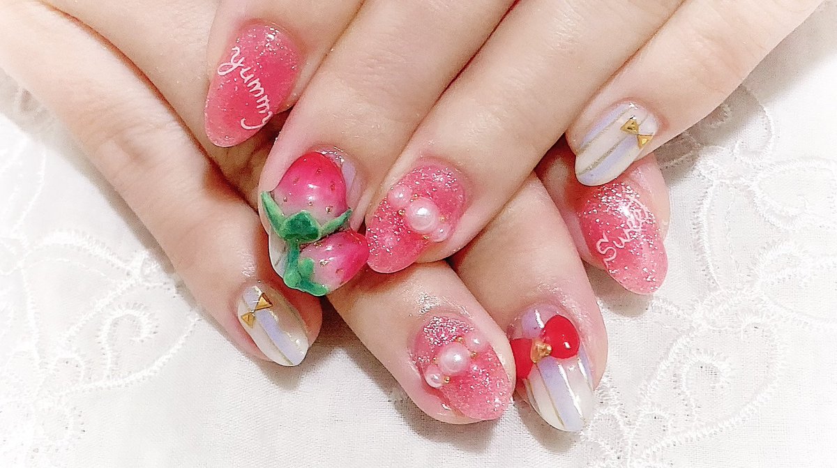 Fantasia Nailartsalon いちご3d ネイル好きさんと繋がりたい ネイル好きな人と繋がりたい Nail Nailart Nailist ネイル ネイルアート ジェルネイル ジェルアート ネイリスト 手描きアート 春ネイル 春ネイル21 夏ネイル 夏ネイル
