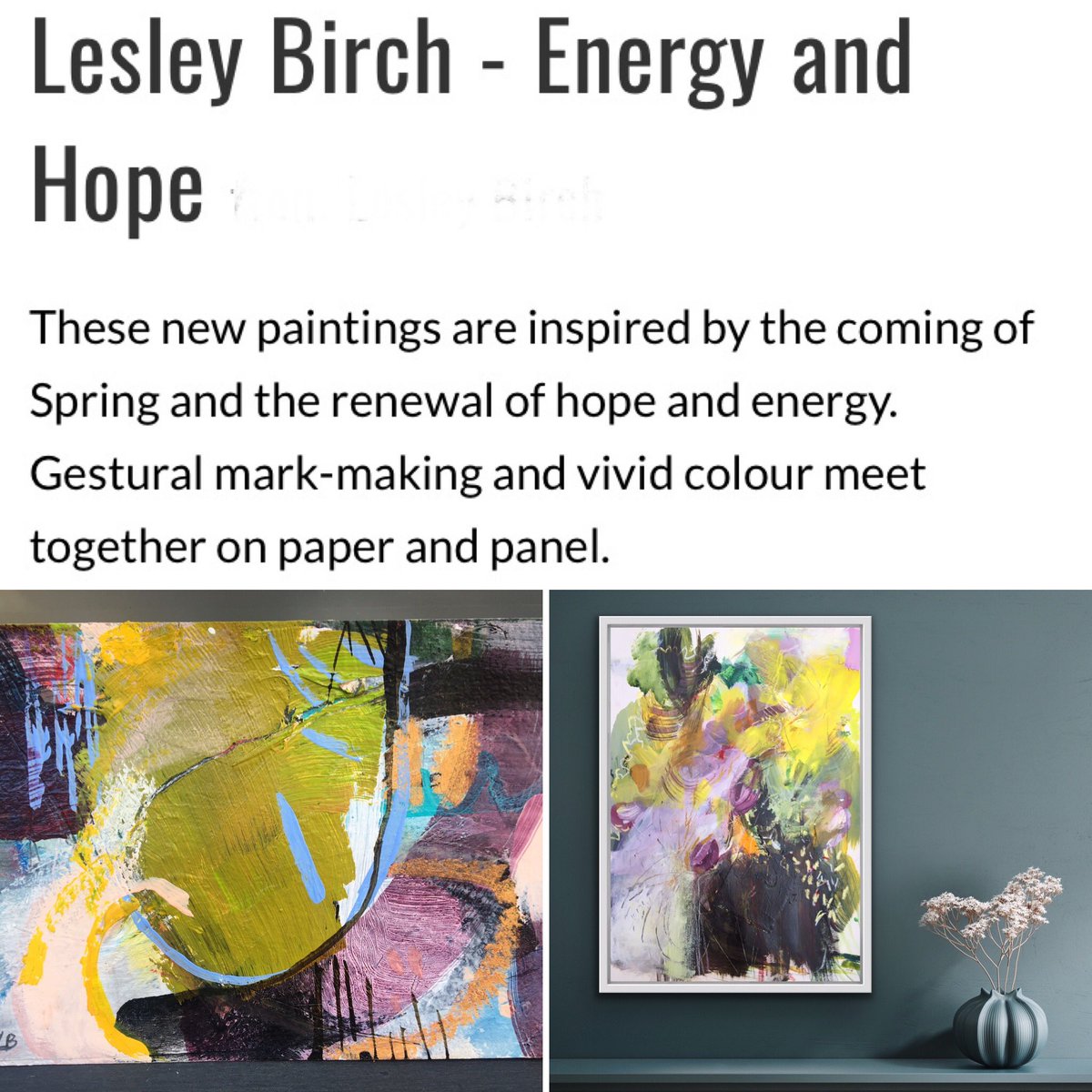 lesleybirchart's tweet photo. New Body of work / colours of Spring - proud to be working with @highgateart https://t.co/pUpCgMb4PC