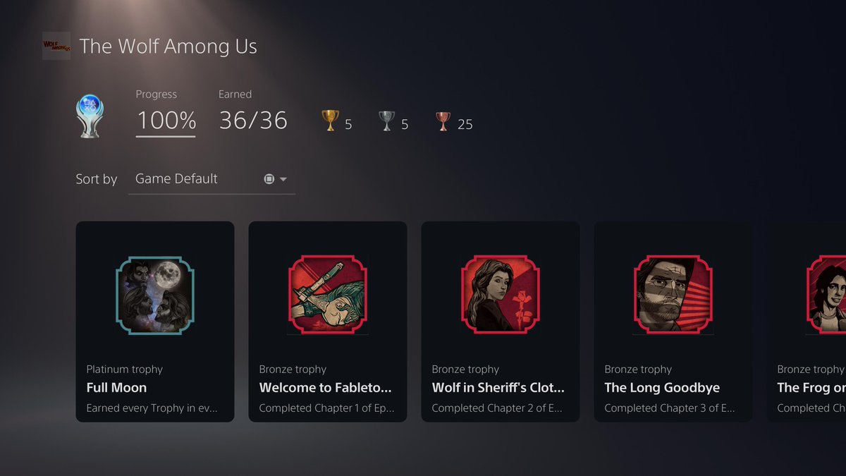 Lode_S's tweet image. Platinum number 23 check! 
The Wolf Among Us
Fun : 9/10 
Difficulty : 1/10
Time: 12 hours
What an absolutely story game this was to play!
@telltalegames #thewolfamongus