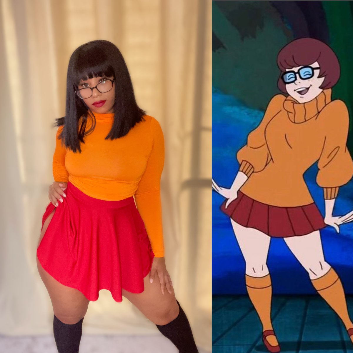 BreStarfire's tweet photo. Ya fav short skirt wearing nerd ❤️
#cosplay #cosplayergirl #ScoobyDoo #velma https://t.co/N2mlH8pkEv