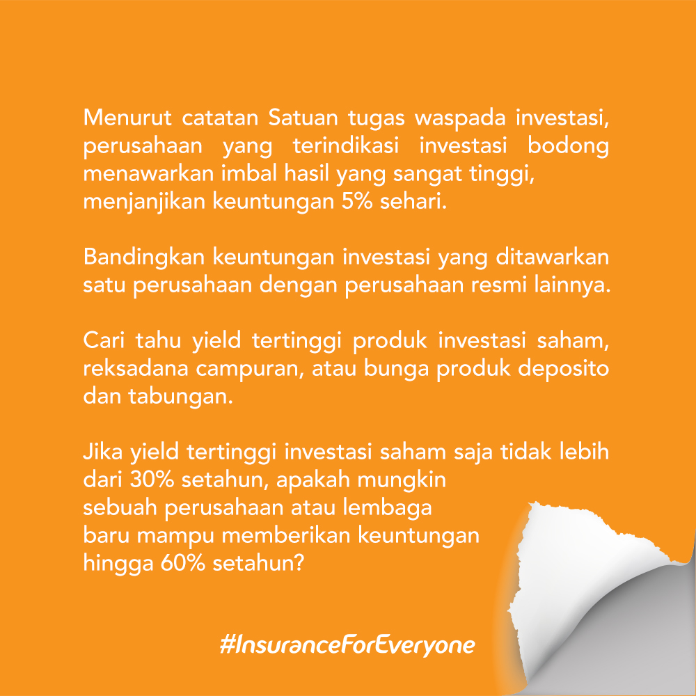 BNILifeID's tweet image. Karyawan yang ingin berinvestasi harus cerdas dan teliti sebelum menetapkan instrumen yang tepat. Jangan sampai karyawan menaruh uang pada produk investasi berkedok penipuan.⠀
⠀
Nantikan Financial Hacks selanjutnya di setiap Weekend ya. #InsuranceForEveryone