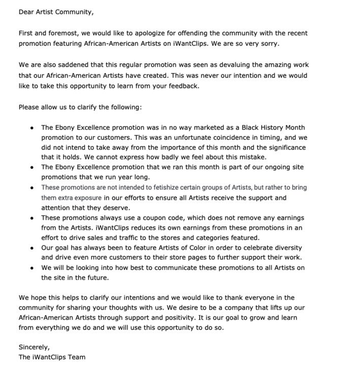 IWCSupportTeam's tweet image. Dear Artists Community,

With our sincerest apology, we share the following statement regarding our recent promotion featuring African-American Artists.