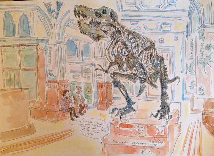 playbackgammon's tweet image. 6yrs ago while working in the fossils gallery @McrMuseum I came across @paulmagrs drawing Stan.  I love it. I hope your well Paul