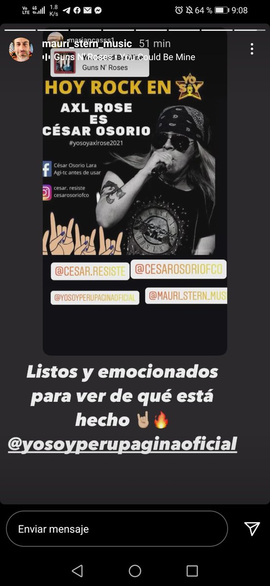 BelindaKelin's tweet photo. Talento Peruano #CesarSiEsAxlRose No se lo pierdan Hoy en las grandes  pantallas https://t.co/BlIwebE2UM