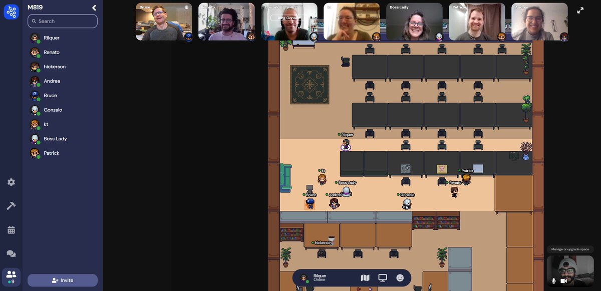 Rilquer's tweet photo. The #carnavallab recreated our work space in Marshak (@CCNY_Science) using @gather_town platform. Amazing way to work together and relive old times while staying safe and healthy. @ana_bosslady @kpmercier @andrepazv @chalo_pinilla @Renato_A_Nunes @JBruceBell1 @RicoShea89 https://t.co/19NChHi0NR