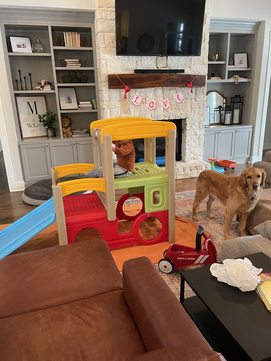 Day 4 of #TexasWinterStorm2021. Time to thaw out the play gym and bring it inside. Not sure we didn’t think of this on day one.