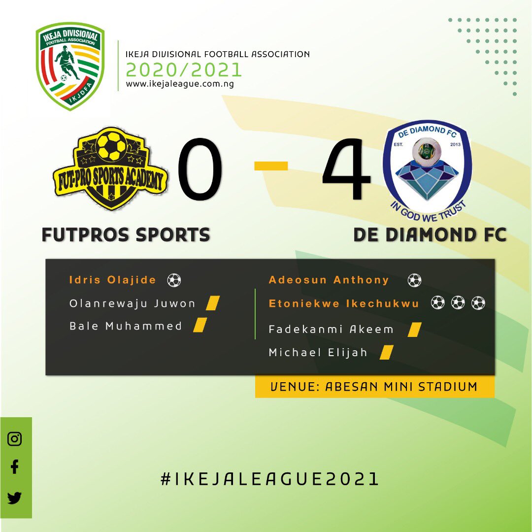 IkejaLeague's tweet photo. Match Day 2 Result #FUTDIA #IkejaLeague2021 #IkejaLeague https://t.co/tJGwAlnMZh