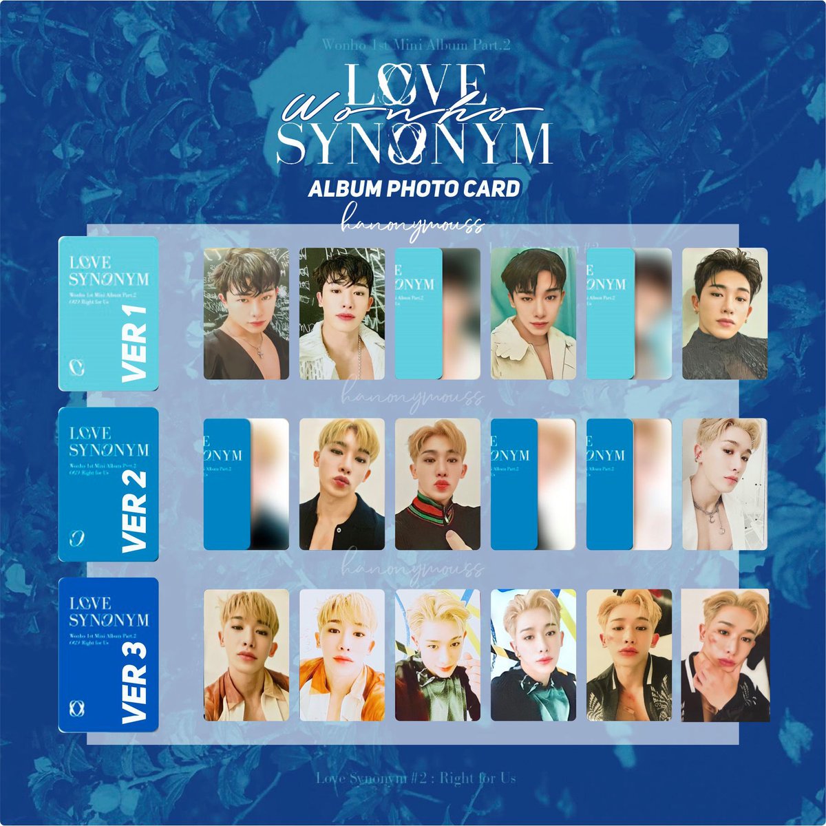 Wonho Love Synonym Part. 2 Lose Album Photocard List Ver 3 is