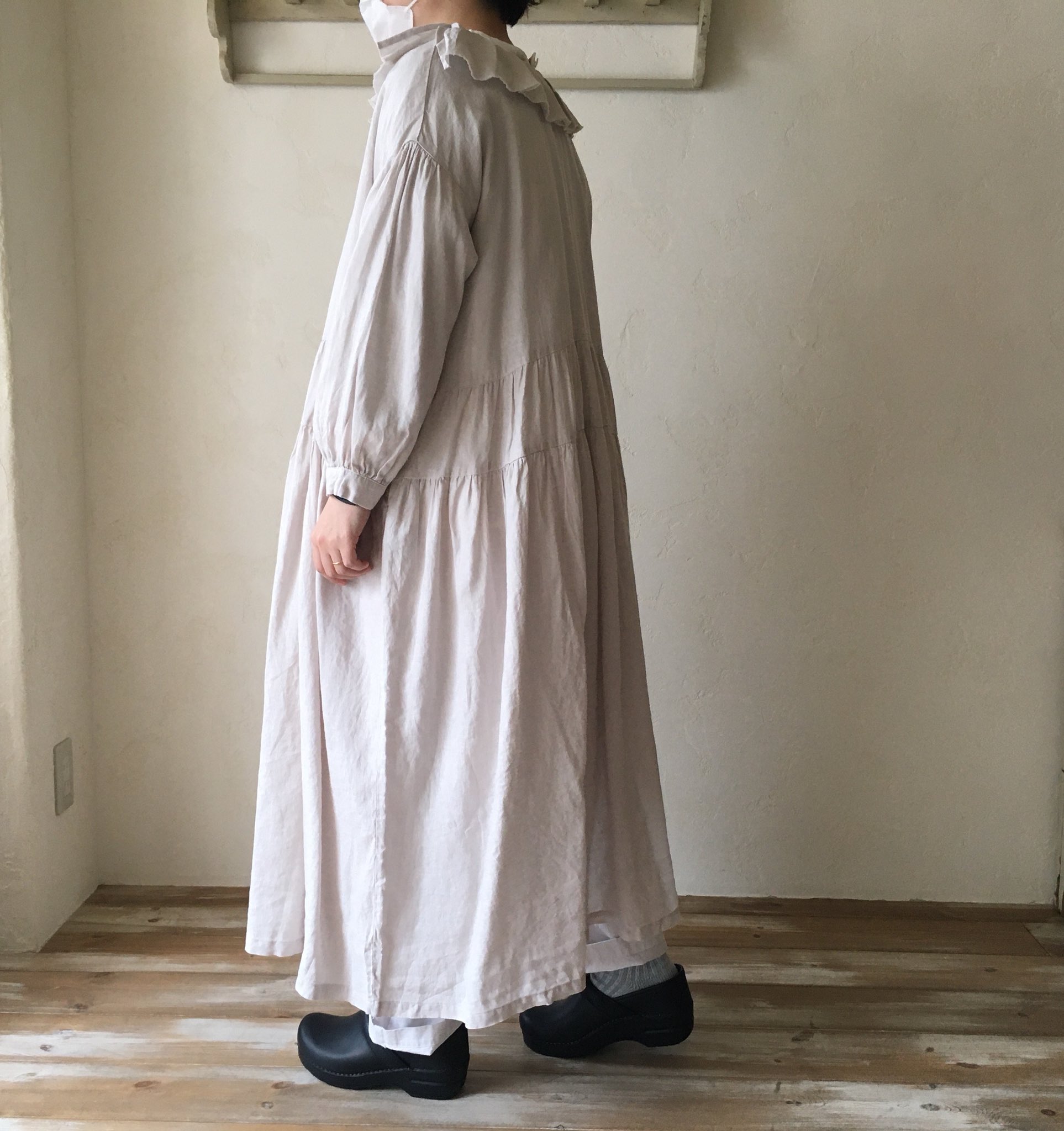 ネストローブ❤リネンサフィランワンピース 45R ネストローブ nest Robe *リネンサフィランワンピース*F