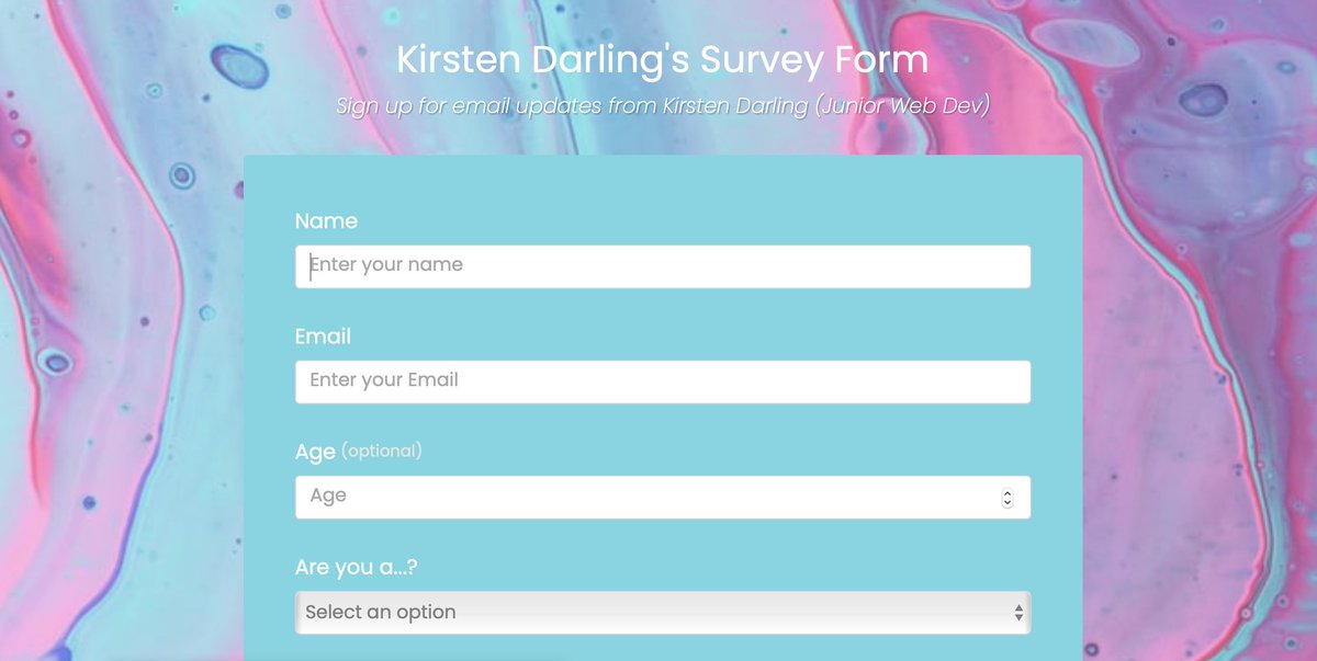 kdarling93's tweet image. Day 14: 

I&apos;m working on a survey form for FreeCodeCamp⬇️

#100DaysOfCode #WomenInSTEM #techladies #WomenWhoCode #github #coding #FrontEndDevelopment #webdevelopment #responsive #flexbox #CSS
