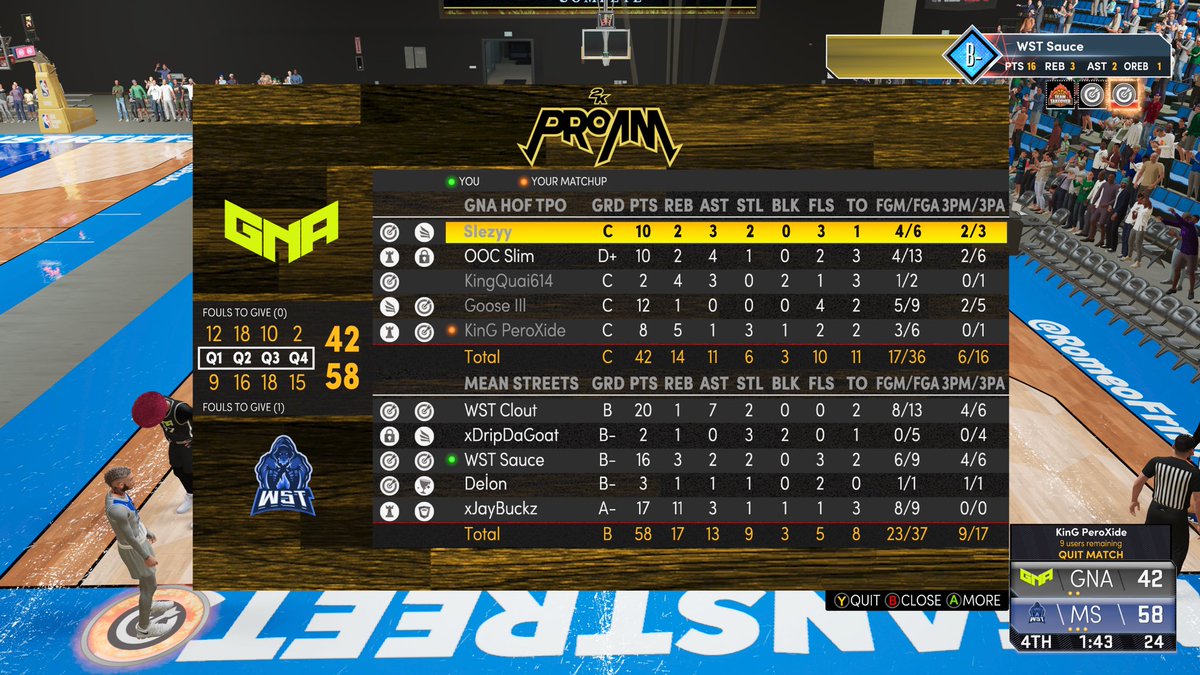 GGs to @GNA_2k as We sweep them in RD 1 of @HOFLeague2k playoffs while having Ben Simmons and Shaq have a 3pt contest out the corner😂
PG-<a href="/CloutDaDon/">1of1</a> 🐶
SG-<a href="/RomeoFrmATL/">𝗥𝗼𝗺𝗲𝗼</a> 🐐
SF-<a href="/xDripDaGoat/">King Drippy🖤</a> 🧱
PF-<a href="/DeionBurner/">🤴🏽</a> 🧱
C-<a href="/NoTaIkin/">JBucks💰</a> 🐰