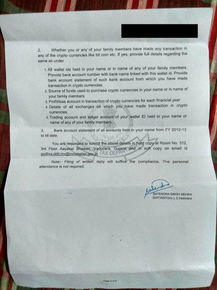 Notice from Income Tax Department asking for details on crypto  transactions. Will cover this in #2minutekibaat