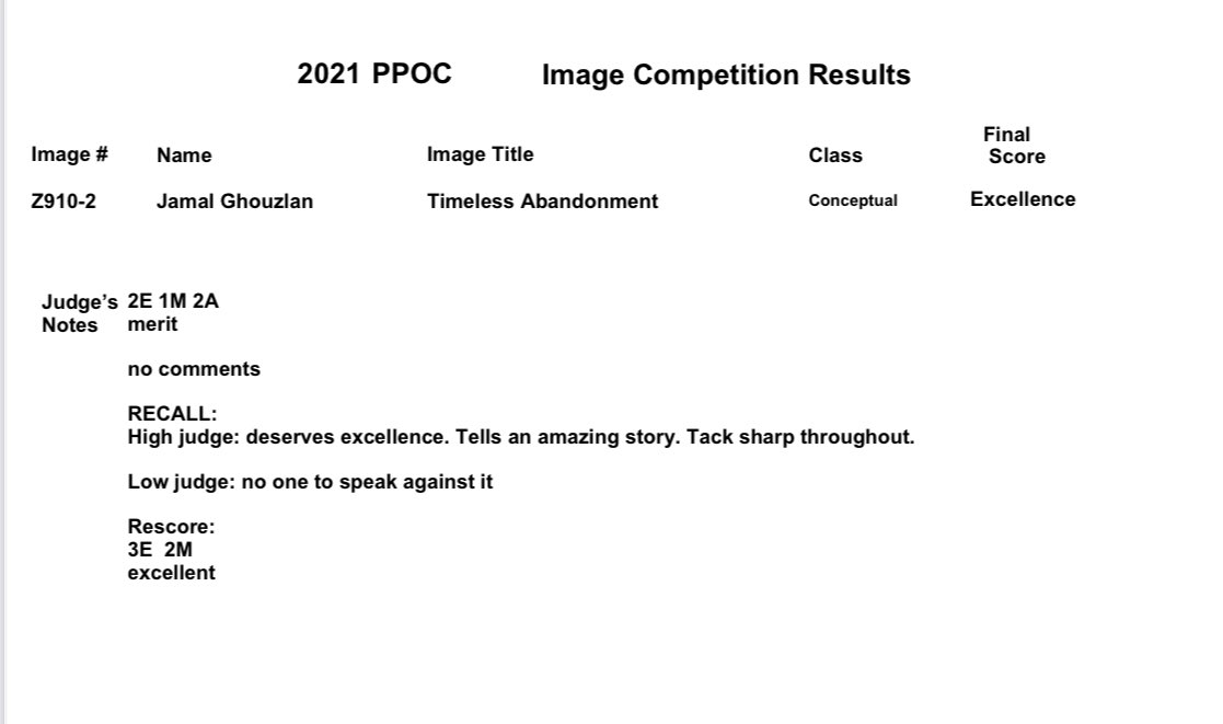 Wow my photo Timeless Abandonment has received an Excellent score level in <a href="/PPOC_National/">PPOC National</a> #Competition #ppoc #conceptualart #artphotography #canadianphotographers