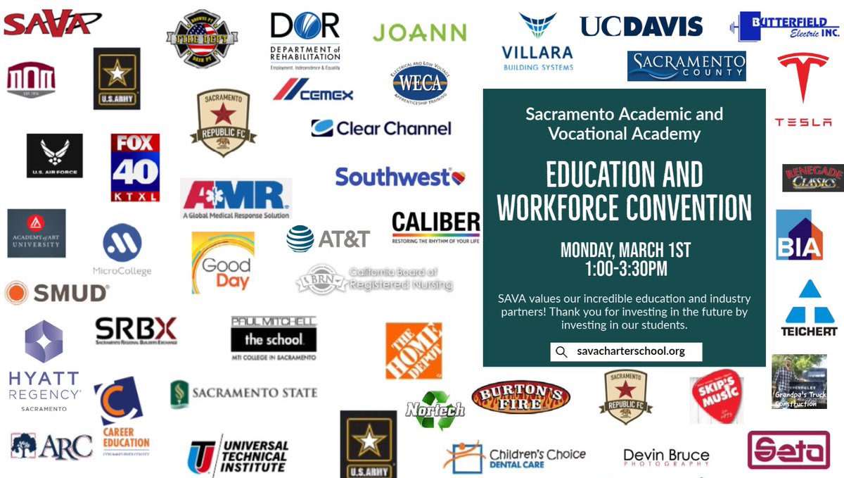 AMaddenGCC's tweet image. SAVA is looking forward to hosting over 250 students with over 50 partners for our Education &amp;amp; Workforce Convention on Monday!

Sessions:
-Advanced Education 
-Company Job Shadow
-Expert Career Prep Panel
-Mock Interviews

#jobshadow @CTEWorks @ActeCalifornia @GCC_Charters