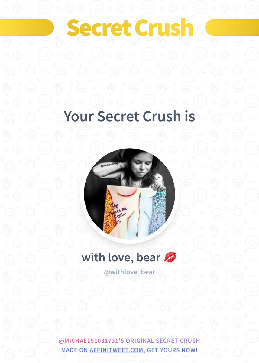 ✨ Secret Crush

withlove_bear secretly loves you! 😳
Who loves you in secret?

➡️ affinitweet.com/secret-crush