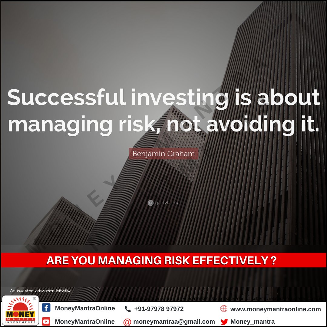 When it comes to managing financial risk, always trust the experts..
#FinancialPlanning #ManagingRisks #MoneyMantraInvestments #InvestorEducation