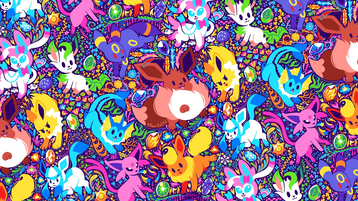 A elemental explosion of every Eevee! ❤️🧡💛💚💙💜

#ポケモン25周年 #PokemonDay
#ThankYouGameFreak
#pokemon #ポケモン #pokemon25 #Pokemon25th #ポケモンデー