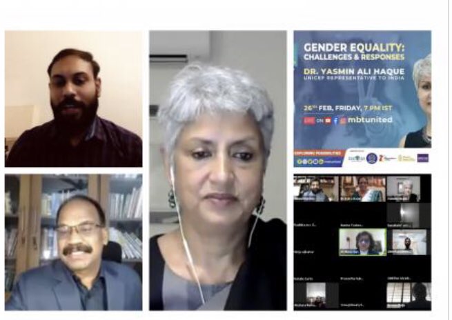 saifsabil's tweet image. An engaging conversation with @UNICEF India head, @DrYasminAHaque on the topic ‘Gender Equality: Challenge &amp;amp; Responses’. 
@mbtunited feels accomplished to have hosted her as part of our @PosPossTalkSeries. 
Pos - Poss is positivity &amp;amp; possibilities. 
youtu.be/hV4JiYJrJg8
