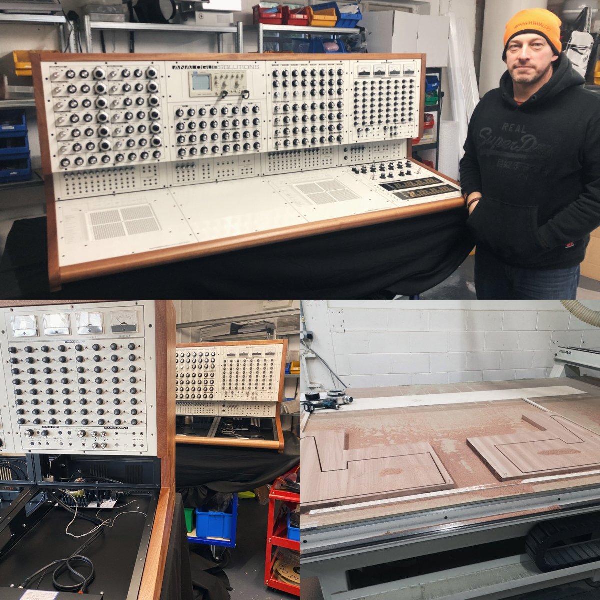 ASUKLTD's tweet photo. Keeping more than a little busy on the Colossus production front...
.
.
#colossussynth #instasynth #analoguesolutionscolossus #colossussynthesizer #vintagesynth #synthproduction #bigsynth #customsynth #woodworking #Synthesizer #synths #Synthesizers #synthbuilder #synthstagram https://t.co/n8W1qTI6Gm