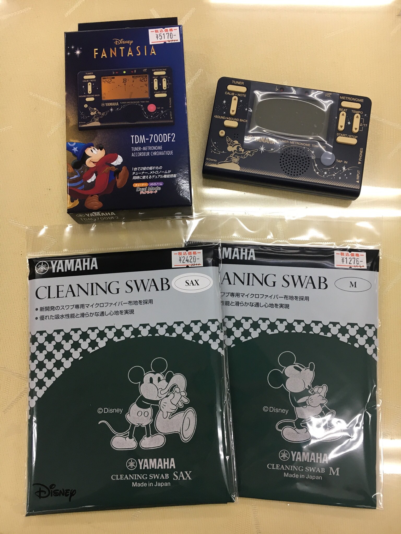 かわまた楽器店 ディズニー チューナー スワブ入荷しました 今年のイラストはファンタジア 映画ファンタジアの公開80周年を記念した限定デザインとなっております 毎年恒例のチューナーはもちろん 今年は可愛いイラスト入りのスワブもございます
