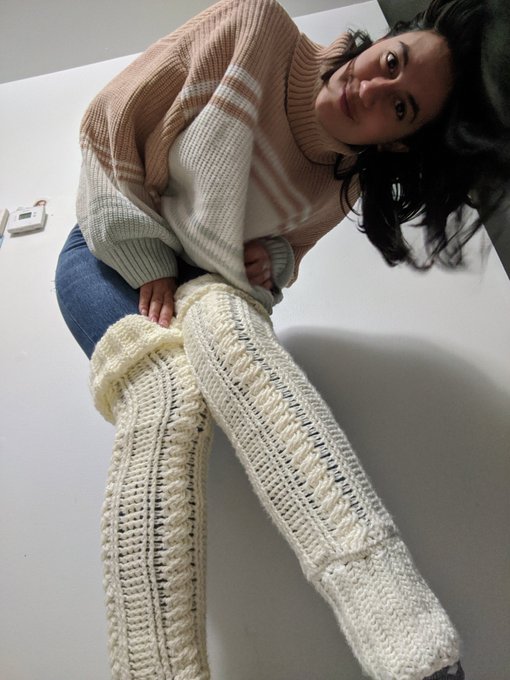 This was my last project I love the cable stitch they are so warm look forward to pairing them with a
