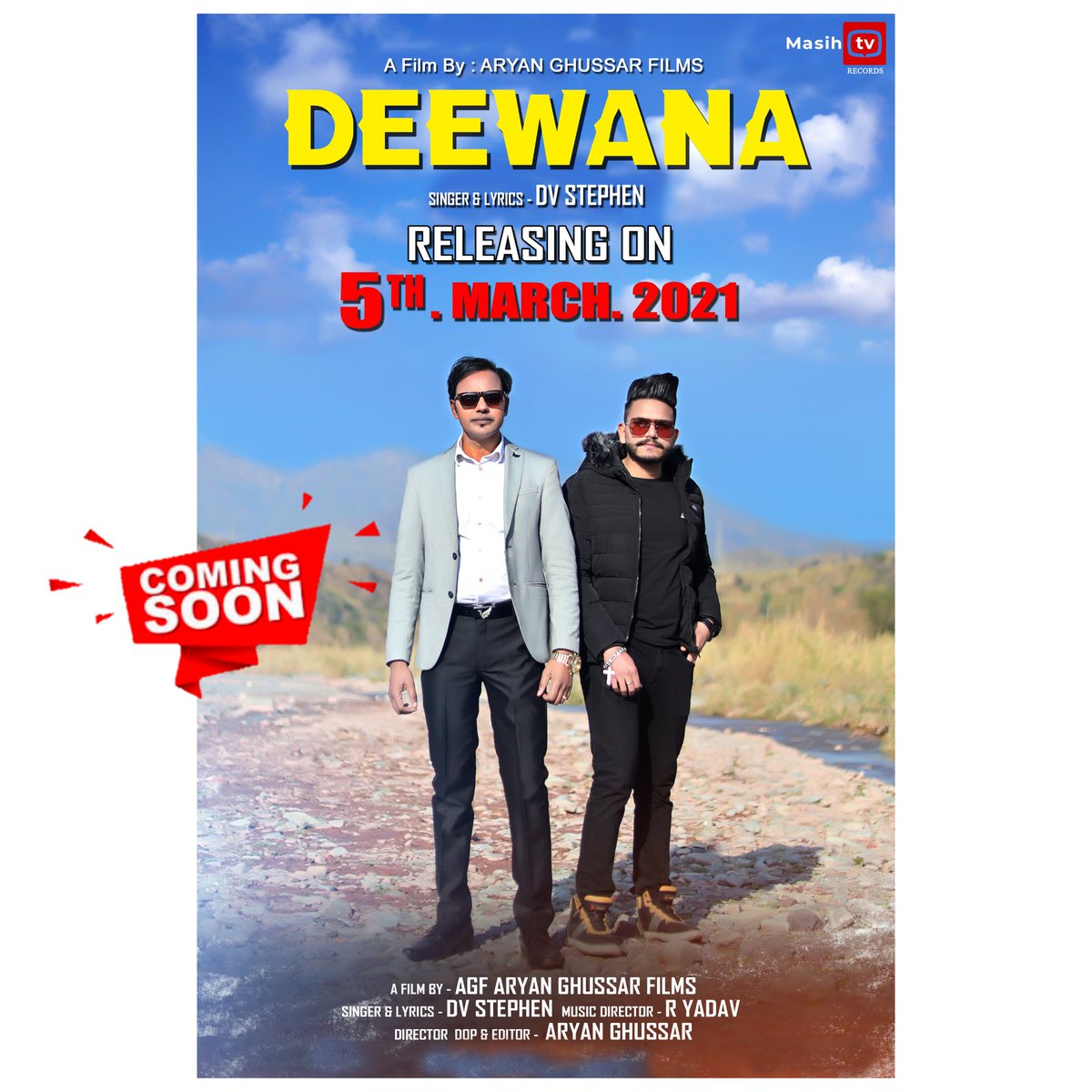 MasihTvRecords's tweet photo. Upcoming New Masih Song 🎉🎉
SONG : "DEEWANA"
SINGER &amp; LYRICS : DV STEPHEN 
MUSIC : R YADAV
A FILM 📽️ AGF ARYAN GHUSSAR 

LABEL : Masih TV Records 🎬 +91-818181-6142
👇🏼👇🏼👇🏼
https://t.co/COOOC30jw8 https://t.co/gxdNyqxc6m