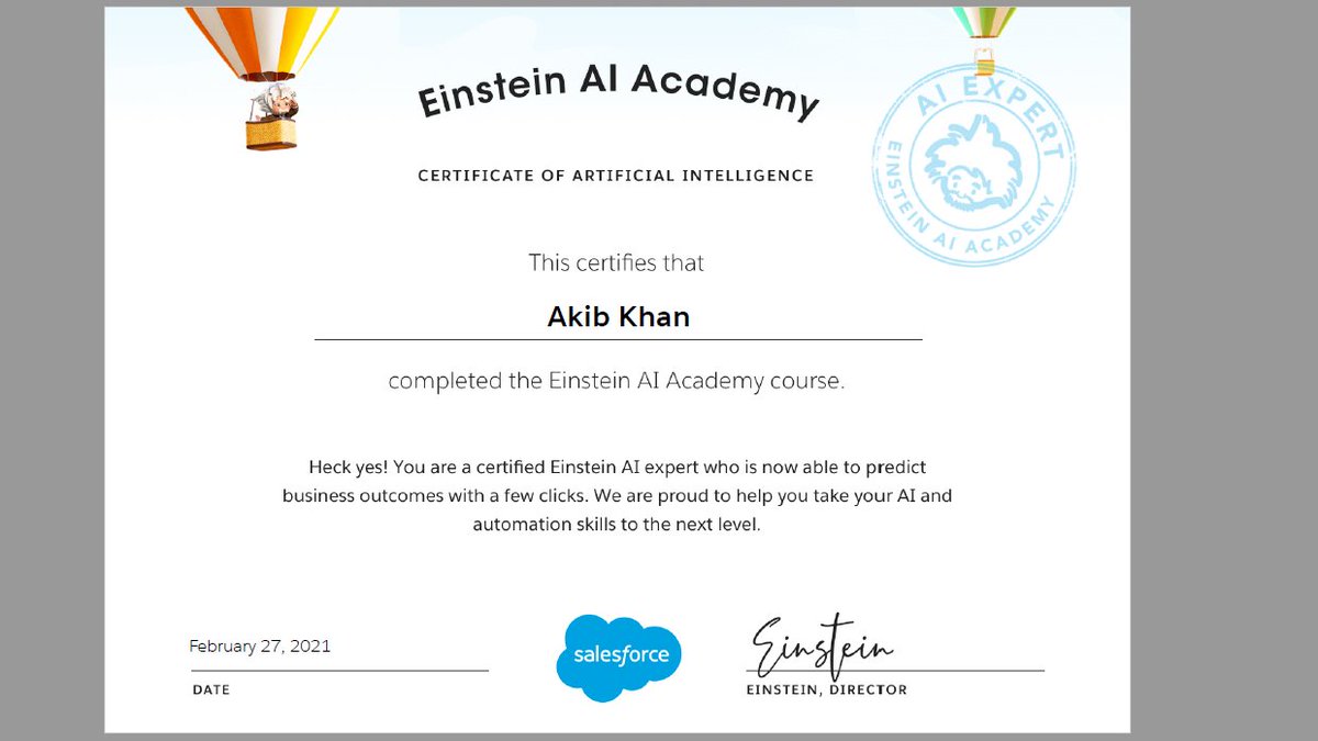 Just completed the Einstein #AI Academy course. It teaches you how to best utilise #Einstein Prediction Builder. Learn how you can make smart decisions with this course to help you achieve more with insights. 

Link to Course: einstein-ai-academy.herokuapp.com

#Salesforce #TableauCRM