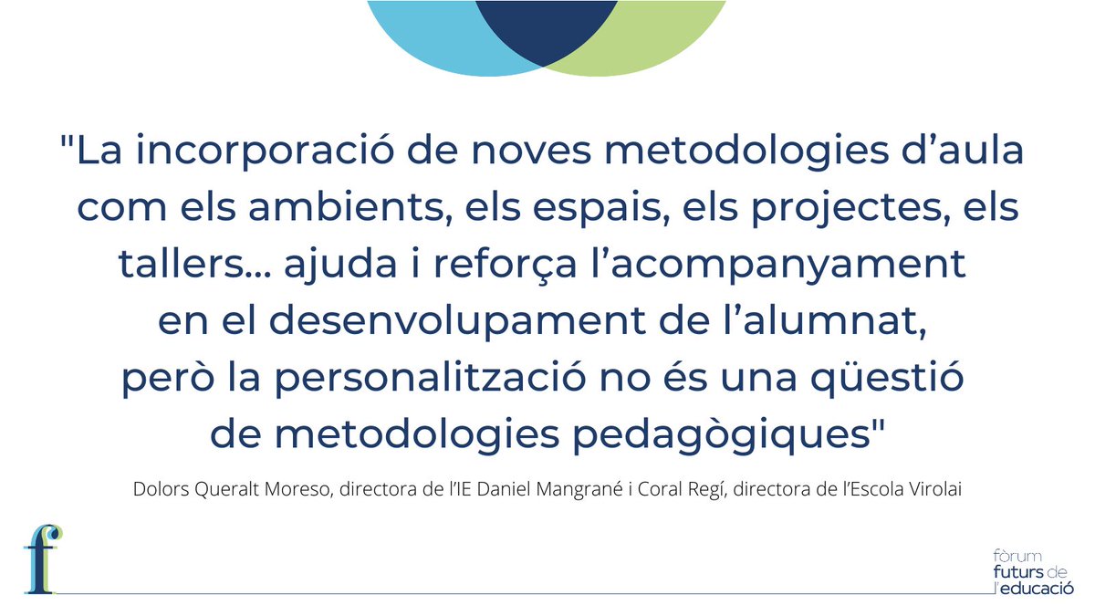 Fòrum Els Futurs de l’Educació (@futurseducacio) on Twitter photo 🗒️ Què significa personalitzar l'aprenentatge?
Per què una educació de qualitat per a tothom ha de ser una educació personalitzada? elsfutursdeleducacio.cat/2021/02/16/una…
La @DolorsQueralt i la <a href="/coralregi/">Coral Regí Rodríguez</a> reflexionen en aquest article. Llegeix-lo! 🗒️ Què significa personalitzar l'aprenentatge?
Per què una educació de qualitat per a tothom ha de ser una educació personalitzada? elsfutursdeleducacio.cat/2021/02/16/una…
La @DolorsQueralt i la <a href="/coralregi/">Coral Regí Rodríguez</a> reflexionen en aquest article. Llegeix-lo!