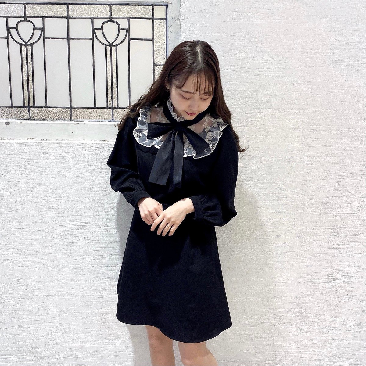 evelyn ビッグリボンワンピース ブラック evelyn リボンロンパース