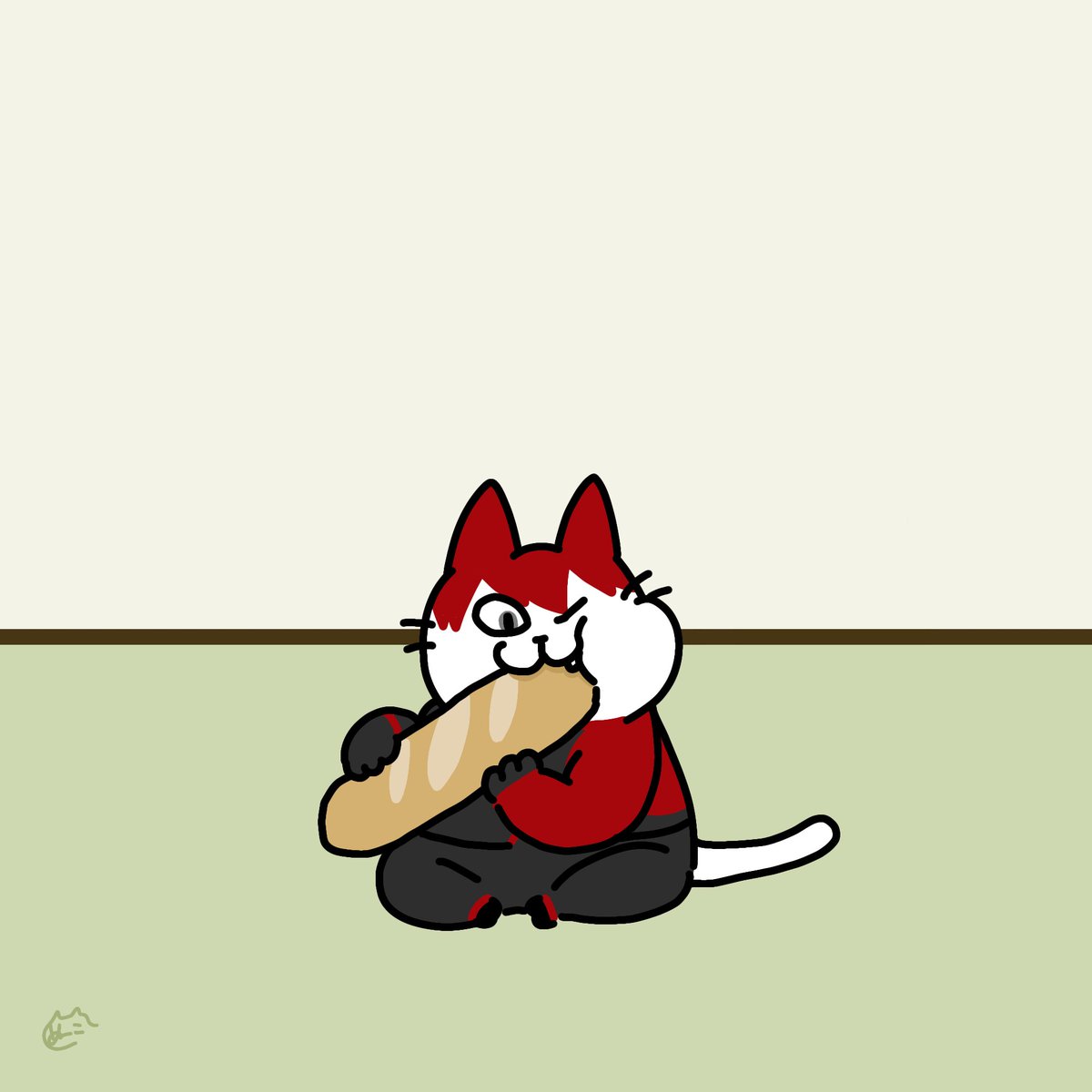 「フランスパン 」|ぬこまる(春眠)のイラスト