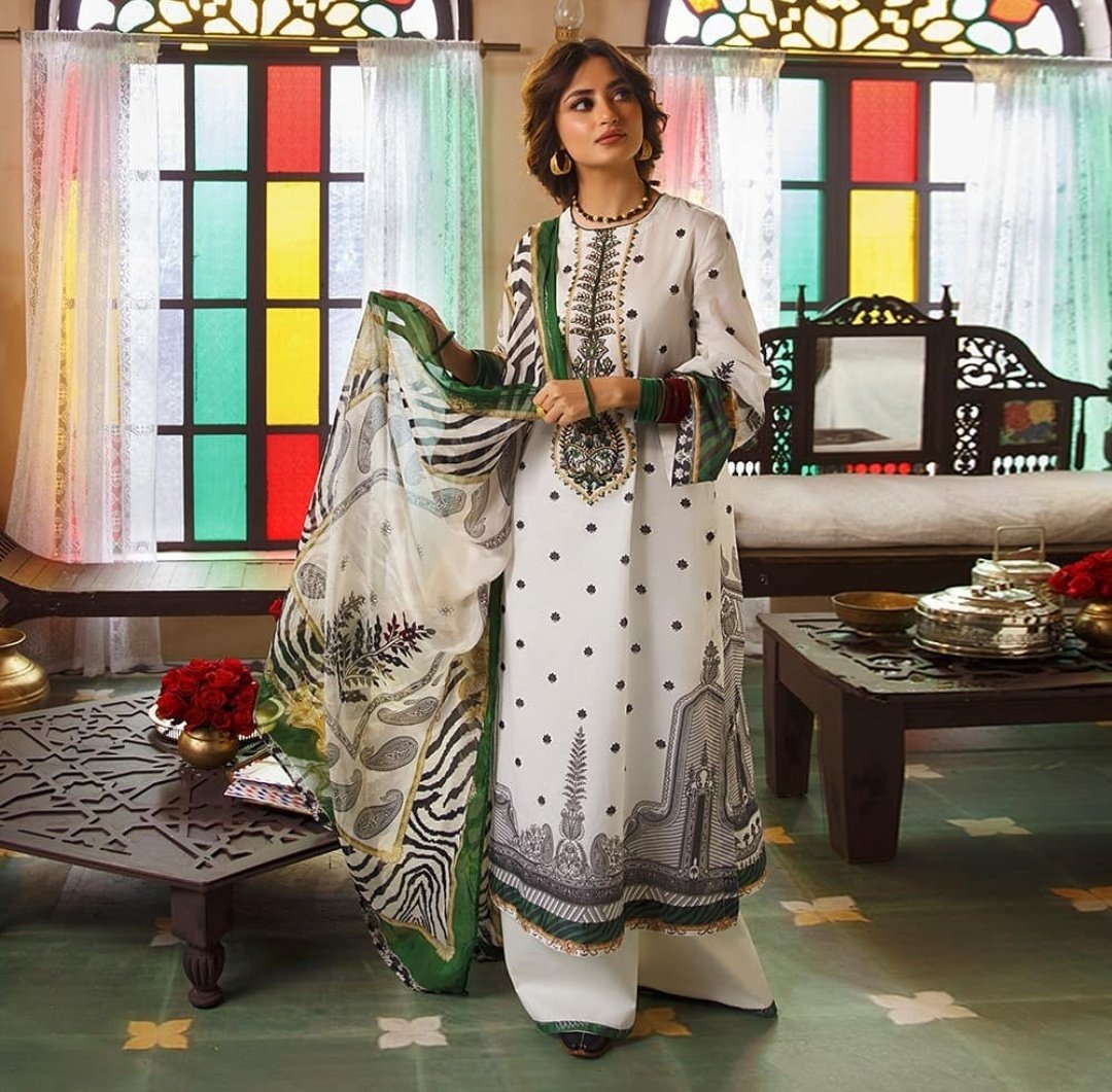 Sajal Aly looks gorgeous in Cross Stitch Lawn Collection 2021