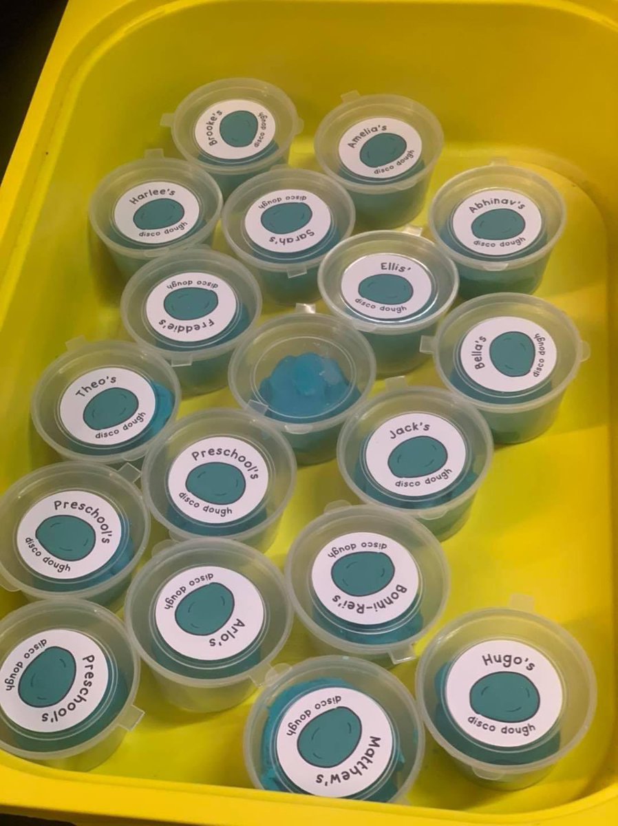 Caitlin has made some fantastic personalised Dough pots for all our Pre school group. youtu.be/i-IfzeG1aC4Why not go down to the Dough Disco this weekend if you have some playdough? 🕺🏼 #littlelambs #daynursery #playdoughlife #playdough #playdoughfun  #doughdisco <a href="/ShonetteBason/">Shonette</a>