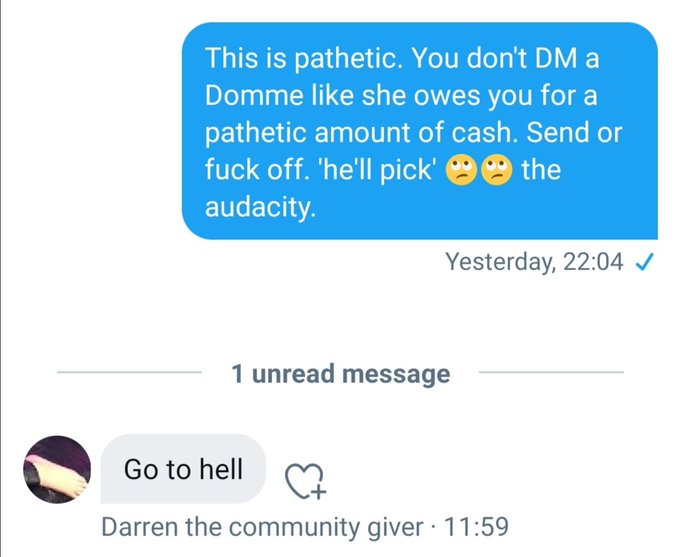 Added to a group chat without asking, told the chat is for dommes to send pictures of their feet and<a href="/tag/realloyalfans"class="tags"><span>#realloyalfans</span></a>
