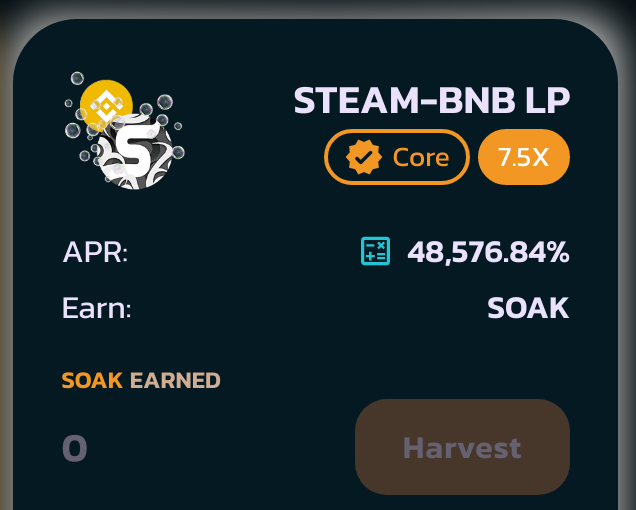 Hello Spongers ! 
Farming STEAM/BNB is up and running !
The first 7 day pool should come later today !