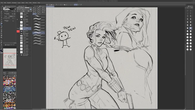 "Pew pew" 
Sketches before work
#MarvelComics #CLIPSTUDIOPAINT #Huion #huiontablet 