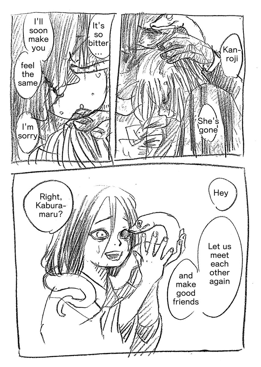 外国の方のリツイート頂いてたので、調子に乗って英語書きました。
English transtation of my last night's  cartoon. 