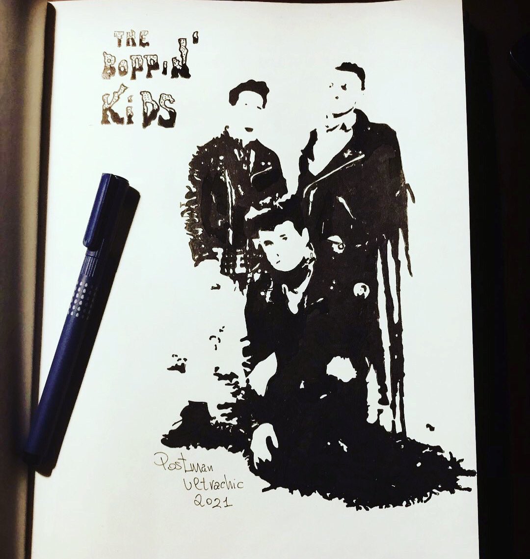 Posted <a href="/withregram/">Repost app</a> • @lucapostmanultrachic Boppin’ kids 
🤟🏻😎🎶🔥🔥✨✨
#boppinkids #psychobilly #psychobillylife #psychobillymusic #art #myart #artwork #artworks #artoftheday #catania #rockitaliano #rockabillyart  <a href="/BoppinKids/">The Boppin Kids</a> <a href="/BrandoInfo/">Brando</a>