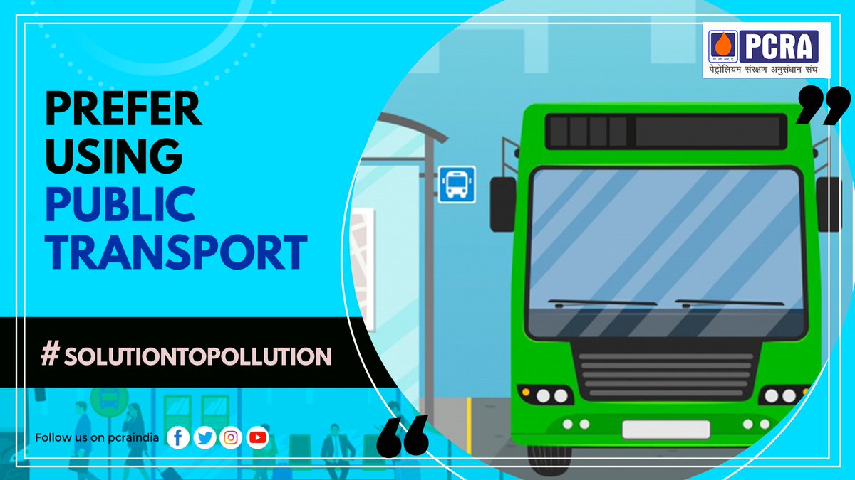 pcraindia's tweet photo. Choose to travel by public transport and help in reducing the air pollution as less vehicles means less pollution. Act smartly and be a part of Solution To Pollution.
#PCRA #ConserveFuture #GreenAndCleanEnergy #SolutionToPolution
@dpradhanbjp @PetroleumMin https://t.co/2e85Cb21ax